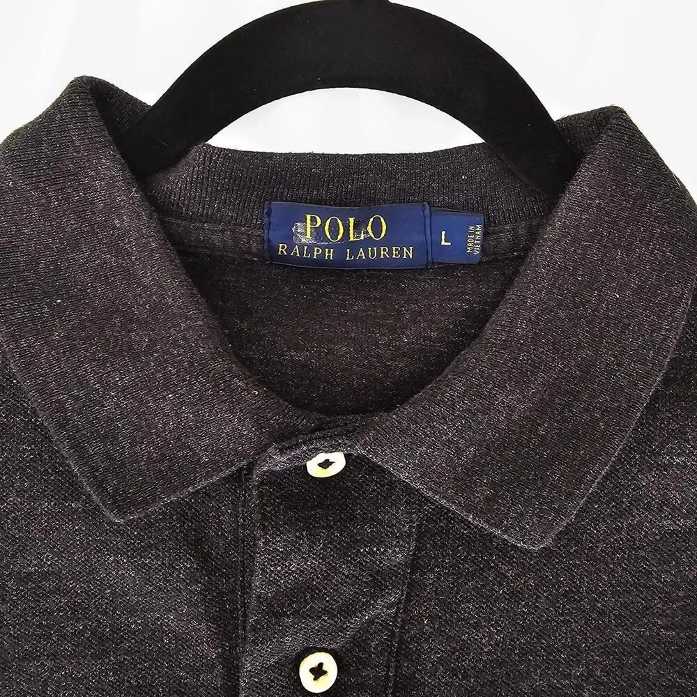 Polo Ralph Lauren Large Men's Black Short Sleeve Polo Shirt Purple Logo